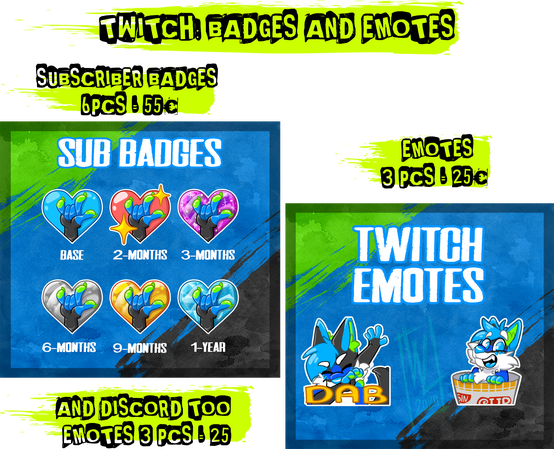 Twitch and Discord emotes badges.. 6pcs 55€ - emotes 3pcs 25€
